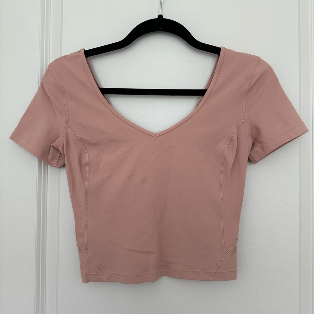 Lululemon Dusty Pink Nulu Cropped Slim Yoga Short Sleeve